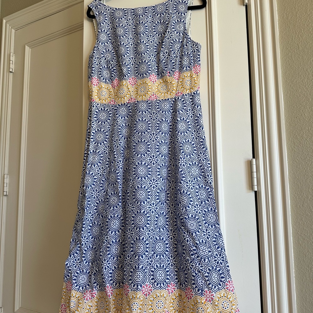 Boden Blue and Yellow Patterned Dress